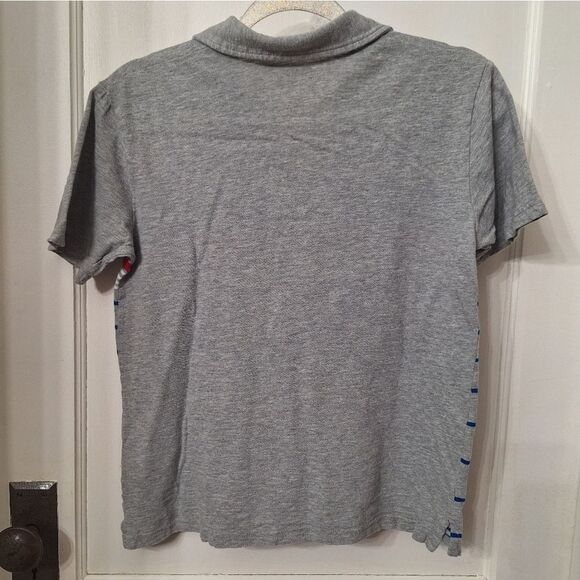 🚗 SALE! 5/$50 Boys Red White & Blue Colorblock Short Sleeve Polo -Large (10-12) - Picture 3 of 7